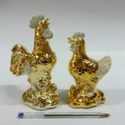 مجسمه مرغ و خروس سرامیکی کوچک