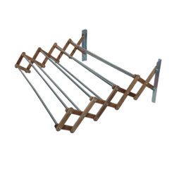 بند رخت دیواری تاشو آکاردئونی چوب و استیل