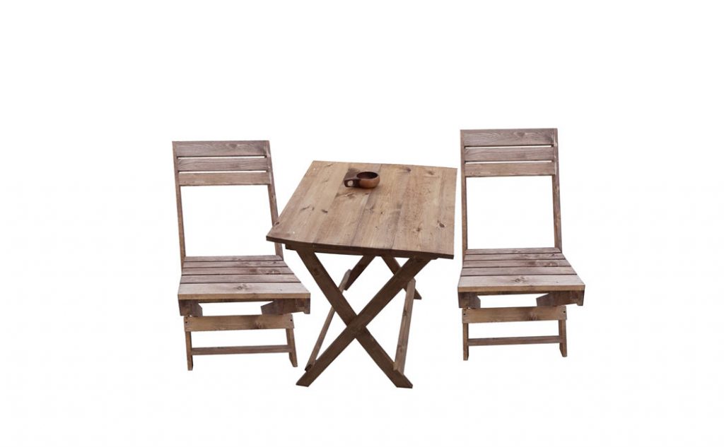میز و صندلی چوبی تاشو دو نفره
