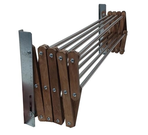 بند رخت دیواری تاشو چوب و استیل