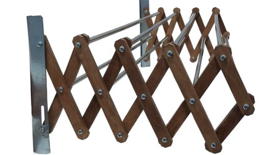 بند رخت دیواری آکاردئونی چوب و استیل