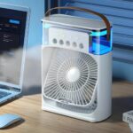 پنکه رومیزی مه پاش AIR COOLER FAN | پنکه بخور سرد شارژی USB