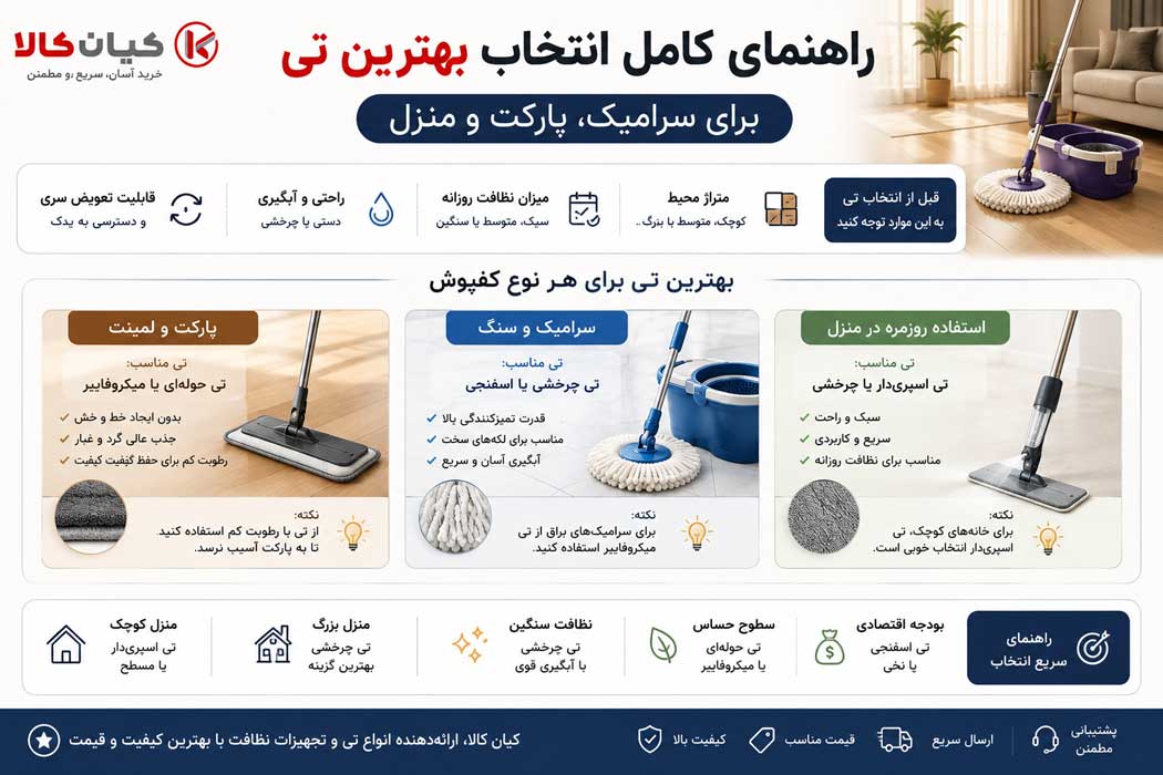 راهنمای کامل انتخاب بهترین تی و طی زمین شوی