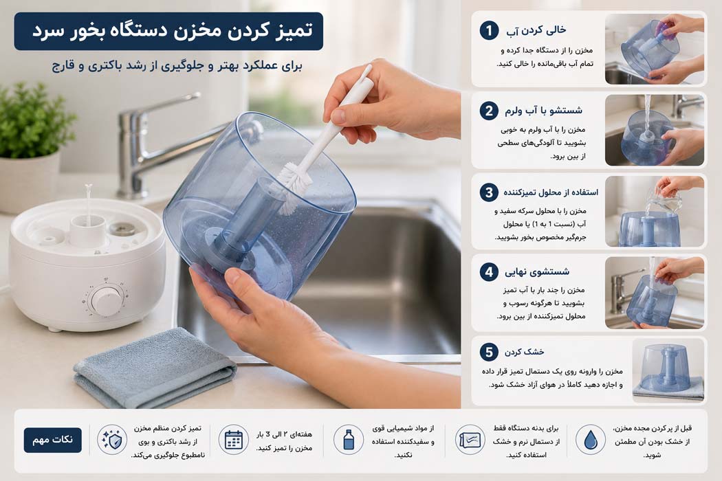 نحوه تمیز کردن دستگاه بخور سرد
